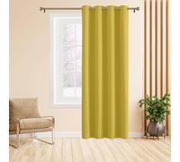 LONGCAO Rideau à Oeillets 140 x 220 cm Isolant Anti Froid et Chaleur, Rideaux Opaques Effet Lin à Oeillets Anti UV Bruit Rideau Exterieur Impermeable pour Cuisine Dressing, Jaune