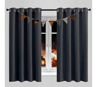 LONGCAO Rideau Occultant 140 x 240 cm Tenture Opaque à Oeillets Isolation Lumiere UV Decoration Rideaux Occultants Isolant Thermique pour Salon, Chambre, Gris Foncé