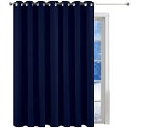 LONGCAO Rideau Occultant 60 x 200 cm Tenture Opaque à Oeillets Isolation Lumiere UV Decoration Lot de 1 Rideau Occultant pour Chambre Salon, Bleu Foncé