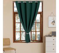 LONGCAO Rideau Vitrage Occultant 80 x 80 cm Tenture Opaque à Oeillets Isolation Lumiere UV Decoration Rideaux Salon Moderne Chambre pour Chambre Salon, Vert Foncé