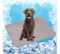 LONGCAO Tapis Rafraichissant Chien Portable 100 x 75 cm Soie Glacée Respirant Non Toxique, Coussin Lavable Durable Tapis Rafraichissant pour Chien Chat pour Été et Canicule, Marron