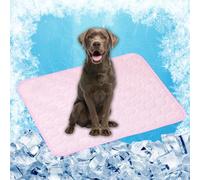 LONGCAO Tapis Rafraichissant Chien Portable 70 x 55 cm Soie Glacée Respirant Non Toxique, Coussin Lavable Durable Tapis Rafraichissant pour Chien Chat pour Été et Canicule, Rose