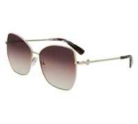 LONGCHAMP Femme LO156SL 774 Lunettes de soleil Métal Or rose Marron Papillon Ombré