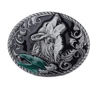 Longcreek Boucle de ceinture loup homme Boucle de ceinture tête de loup viking nordique Boucle de ceinture ovale loup hurlant, Boucle de ceinture feuille de loup punk, non., NO
