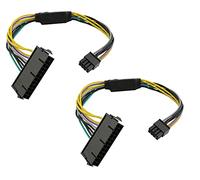 Longdex Lot de 2 câbles d'alimentation ATX 24 broches vers 8 broches 18 AWG pour cartes mères 27,9 cm