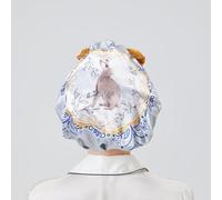 LONGDON HOMEONE Grand bonnet de douche en plastique, bonnets de douche à nœud pour femme réutilisable, EVA, 1 paquet. (lièvre)