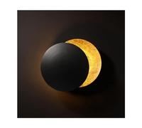 LONGDU Applique Murale LED en Forme de Lune Moderne, rotative à 360°, 3000 K, Or Antique, Design éclipse créatif, for Chambre à Coucher, Chevet, étude, escaliers, Couloir, Cuisine (Color : Black, Si