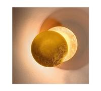 LONGDU Applique Murale LED en Forme de Lune Moderne, rotative à 360°, 3000 K, Or Antique, Design éclipse créatif, for Chambre à Coucher, Chevet, étude, escaliers, Couloir, Cuisine (Color : Gold, Siz