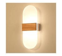 LONGDUOU Applique Murale Japonaise en Bois, Applique Murale Nordique Ronde/rectangulaire à LED à intensité Variable, Lampe Murale décorative(Oval)