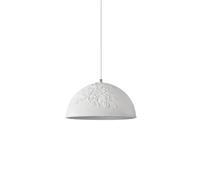 LONGDUOU Lustre en résine Semi-Circulaire Blanc en Relief avec Fleurs, Design Nordique Moderne et créatif, Hauteur réglable for Cuisine, Salle à Manger, Chambre, Couloir, Bar, Salon.(White)