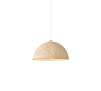 LONGDUOU Lustre en résine Semi-Circulaire Blanc en Relief avec Fleurs, Design Nordique Moderne et créatif, Hauteur réglable for Cuisine, Salle à Manger, Chambre, Couloir, Bar, Salon.(Milky Color)