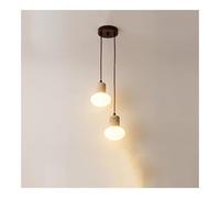LONGDUOU Lustre Japonais Wabi-sabi en Verre Laiteux, Suspension en travertin Jaune, plafonnier d'intérieur à Hauteur réglable for îlot de Cuisine, Salle à Manger, Chambre, Couloir, Bar, Salon