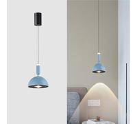 LONGDUOU Lustre Simple et créatif en Aluminium Acrylique, Petite Suspension de Chevet relevable, Lampe LED Blanche à tête Unique, Hauteur réglable for Salle à Manger, Chambre, Couloir, Salon(Blue)
