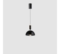 LONGDUOU Lustre Simple et créatif en Aluminium Acrylique, Petite Suspension de Chevet relevable, Lampe LED Blanche à tête Unique, Hauteur réglable for Salle à Manger, Chambre, Couloir, Salon(Black)