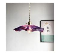 LONGDUOU Lustre Vintage à Fleurs Violettes, Suspension créative en Verre, luminaire d'intérieur à Hauteur réglable for Cuisine, Salle à Manger, Chambre, Couloir, Bar, Salon
