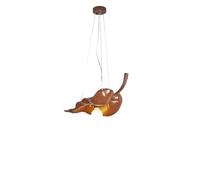 LONGDUOU Lustre Vintage en Fibre de Verre et résine, culot E27, Suspension à tête Unique, Hauteur réglable, for Cuisine, Salle à Manger, Chambre, Couloir, Bar, Salon(Walnut Color 42cm)