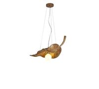 LONGDUOU Lustre Vintage en Fibre de Verre et résine, culot E27, Suspension à tête Unique, Hauteur réglable, for Cuisine, Salle à Manger, Chambre, Couloir, Bar, Salon(Wood Color 42cm)