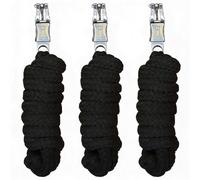 Longe avec crochet de panique pour cheval - Corde de fixation dans différents designs élégants - Laisse de fixation pour poney, âne, chèvre (noir et noir)
