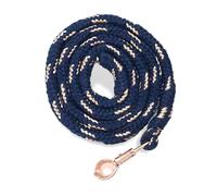 Longe cheval avec crochet de panique or rose - Longueur : 2 m - Plusieurs couleurs avec paillettes (bleu foncé/doré)