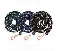 Longe cheval avec crochet de panique or rose - Longueur : 2 m - Plusieurs couleurs avec paillettes (noir, bleu foncé, vert et doré)