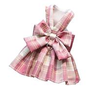 Longe Chien Arc Chien Collier Jupe Mignon Pet Harnais avec Sangle De Poitrine Traction Corde Chats Chiens Vêtements Harnais Ceinture Chien(Rosa,58cm)