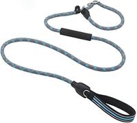 Longe Chien Chaîne en P réfléchissante Grand Collier pour Animaux de Compagnie Marchant Laisse Chien Corde d'escalade Confortable Ceinture Chien(Blue,13mmX150cm)