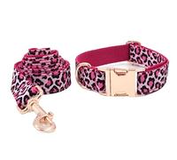 Longe Chien Collier De Chien De Compagnie d'impression De Léopard Rose Collier De Collier Confortable Fournitures pour Animaux De Compagnie Collier De Chien Doux Ceinture Chien(23-30cm)