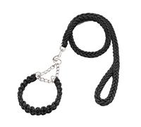 Longe Chien Collier De Chien Tressé en Nylon Et Ensemble De Laisse Corde De Traction pour Petit Moyen Grand Laisse De Chien Bull Terrier Ceinture Chien(Black,25-35cm)