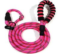 Longe Chien Collier De Laisse Réglable Pour Animaux De Compagnie 2 En 1 Poignée Rembourrée Réfléchissante Laisse De Glissement Pour Chien Corde D'entraînement Pour Chiens Ceinture Chien(Rosa,1.2*140cm