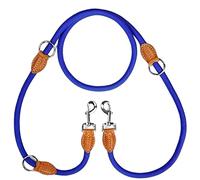 Longe Chien Double Laisse Collier De Chaîne en P Deux Laisses De Chien en Nylon Réglable Longue Et Courte Laisse De Dressage De Chien Attachée Corde De Chien Ceinture Chien(Blue)