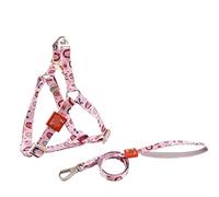 Longe Chien Ensemble De Ceinture De Collier De Chien En Polyester Ensemble De Corde De Traction Pour Sangle De Poitrine Pour Animaux De Compagnie Harnais De Ceinture De Sécurité Ceinture Chien(Rosa,61