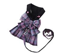 Longe Chien Harnais pour Animaux De Compagnie Gilet Robe Plomb Ensemble avec Tutu Dentelle Jupe Fête Collier De Chien Costume Réglable Collier Laisse Ensemble Ceinture Chien(Purple,45cm)