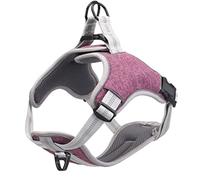 Longe Chien Harnais pour Chien en Nylon Ripstop Gilet Réfléchissant Réglable Collier De Chien Matériau Souple Petits Et Grands Chiens Ceinture Chien(Rosa,60-80cm)