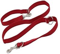 Longe Chien Laisse De Chien Rembourrée en Tissu De Plongée Double Tête Deux Laisses De Chien Collier De Chaîne en P Réglable Longue Corde Courte Chien Ceinture Chien(Rot,1.5 * 2m)