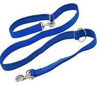 Longe Chien Laisse De Chien Rembourrée en Tissu De Plongée Double Tête Deux Laisses De Chien Collier De Chaîne en P Réglable Longue Corde Courte Chien Ceinture Chien(Blue,2 * 2m)