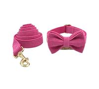 Longe Chien Noeud Papillon Rose Collier De Chien Laisse Arc Confortable Collier Collier Fournitures pour Animaux De Compagnie Doux Collier De Chien Laisse Ensemble Ceinture Chien(56-62cm)