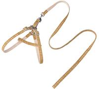 Longe Chien Plaid Pet Laisse Chien Chats Harnais Ensemble Chien Marche Corde Réglable en Nylon Chihuahua Collier De Chien Sangle De Poitrine Ceinture Chien(Yellow,25-40cm)