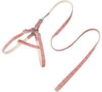 Longe Chien Plaid Pet Laisse Chien Chats Harnais Ensemble Chien Marche Corde Réglable en Nylon Chihuahua Collier De Chien Sangle De Poitrine Ceinture Chien(Rosa,35-55cm)