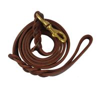 Longe corde de traction en cuir tressé marron pour chien de taille moyenne et grande (1,2 x 300 cm)