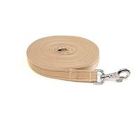Longe de dressage pour cheval - 6 m - Grande laisse de dressage de chien - Sangle rembourrée de 25 mm - Robuste - Avec mousqueton cannelé - Beige