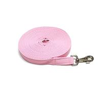 Longe de dressage pour cheval de 9 m de long et 25 mm de large en toile rembourrée (rose layette)