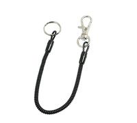 Longe de lanière enroulée en spirale en plastique Sangle de bobine ressort élastique avec clip homard chaîne cale clé Longe enroulée en spirale avec chaîne bague clé
