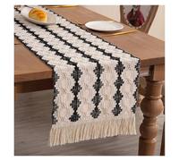 Longe de Table à Pompons Décoration de Salle à Manger, Nappe en Coton et Lin, napperon Pompons, décoration Longue for la Maison(260X30cm 102X11.8in)