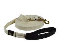 Longe équitation à tourner coton épais avec poignée cuir lisse Ronzon Legend Pro Blanc 9,5 m