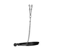 Longe équitation en cuir avec chaine Dy'on Noir 200 cm
