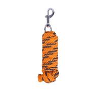 Longe pour cheval - Corde de fixation avec crochet de panique - Longueur : environ 2 m - Robuste, élégant et agréable à prendre en main - Orange - 1 pièce