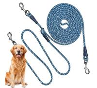 Longe pour Chien D'Extérieur Et De Jardin Longe Réfléchissante De 5,97 M | Attache Pour Chien Pour Deux Animaux Course Camping Marche Jeux En Extérieur Au Jardin Et Dans La