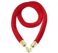 Longer and Thicker Crowd Control Rope Barrier with Plated Hooks,Stanchion Queue Velvet Ropes,Red/Black/Blue(Red,150cm(59.1inch))