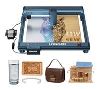 LONGER B1 40W Laser engraving Machine, 48W Laser power with automatic air assist improvement, speed 36000mm/min, CNC Laser cutting for wood, metal, glass, acrylic