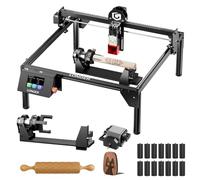 LONGER Graveur Laser 5W avec Kit d’Assistance d’Air, Machine CNC de Découpe et Gravure Laser DIY sur Bois, Métal et Verre, Surface de Travail 400 × 400 mm, avec Rouleau Rotatif 3 en 1